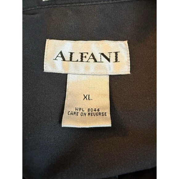 Alfani Black Sueded Long Sleeve Collarless Button Up Shirt Size XL - Picture 7 of 9
